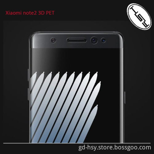 HUYSHE Nano material 3D curved full cover hot bending PET screen protector for Xiaomi note2 PET film for Xiaomi note 2